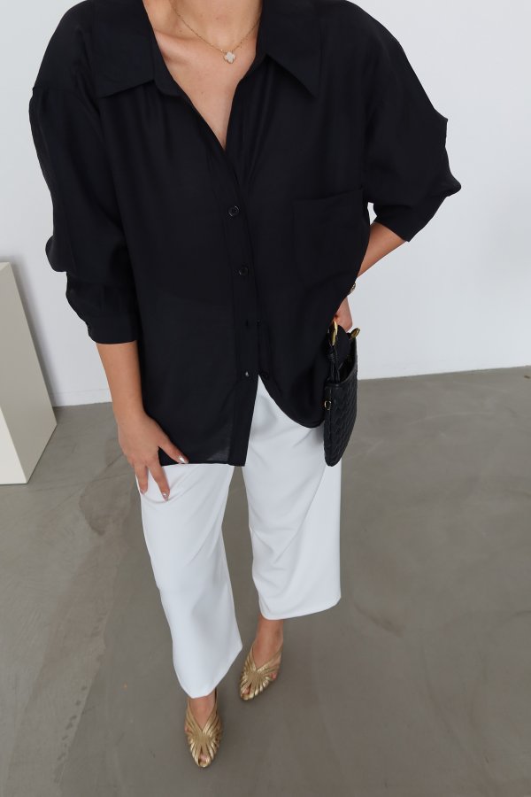 Düşük Omuz Tek Cepli Gömlek