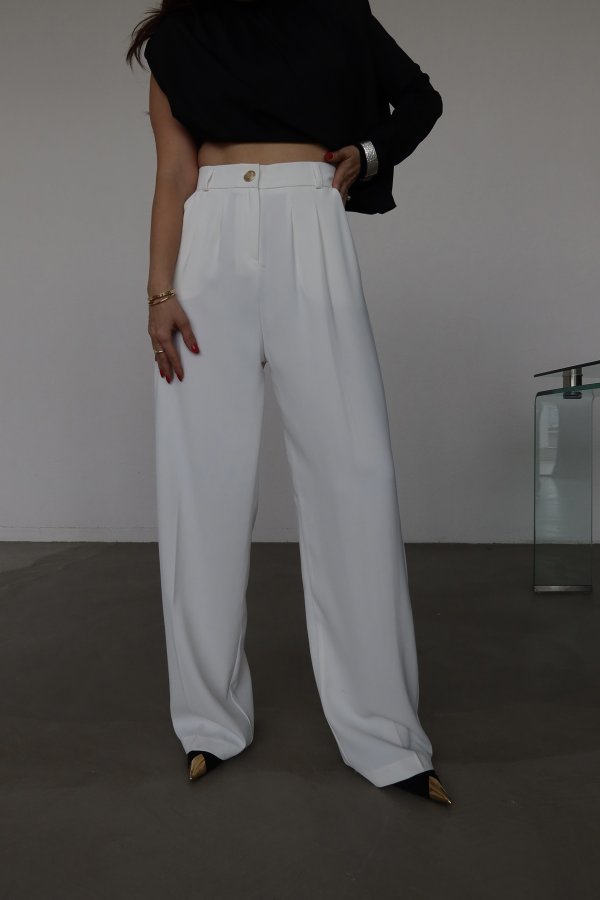 Pileli Beli Lastikli Palazzo Pantolon