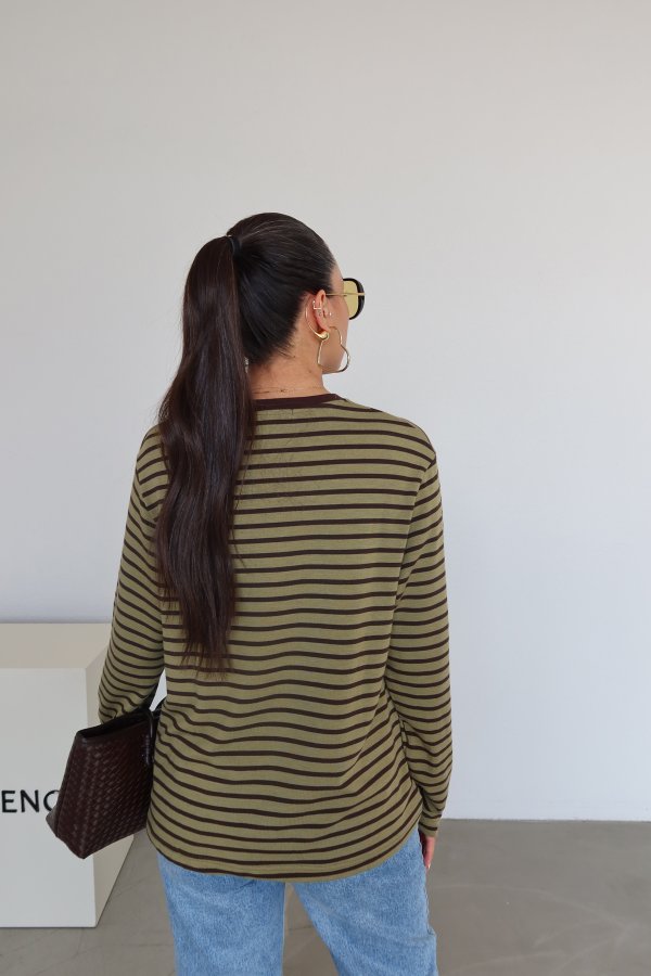 Çizgili Oversize Basic Sweat