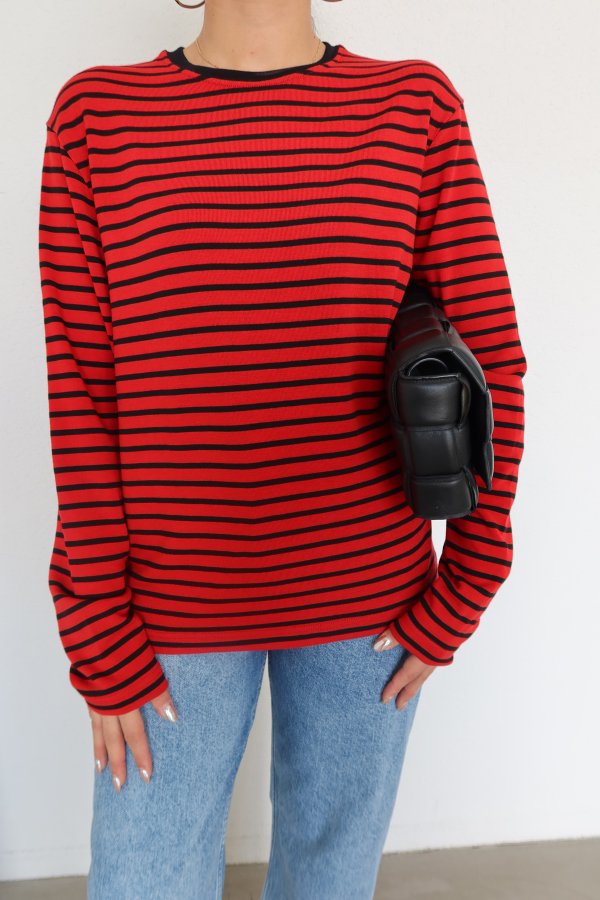 Çizgili Oversize Basic Sweat