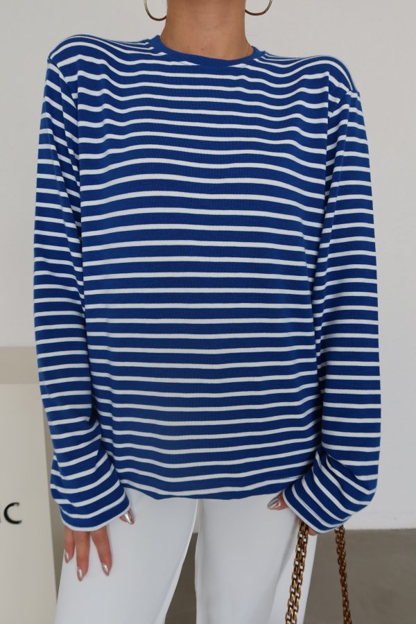 Çizgili Oversize Basic Sweat