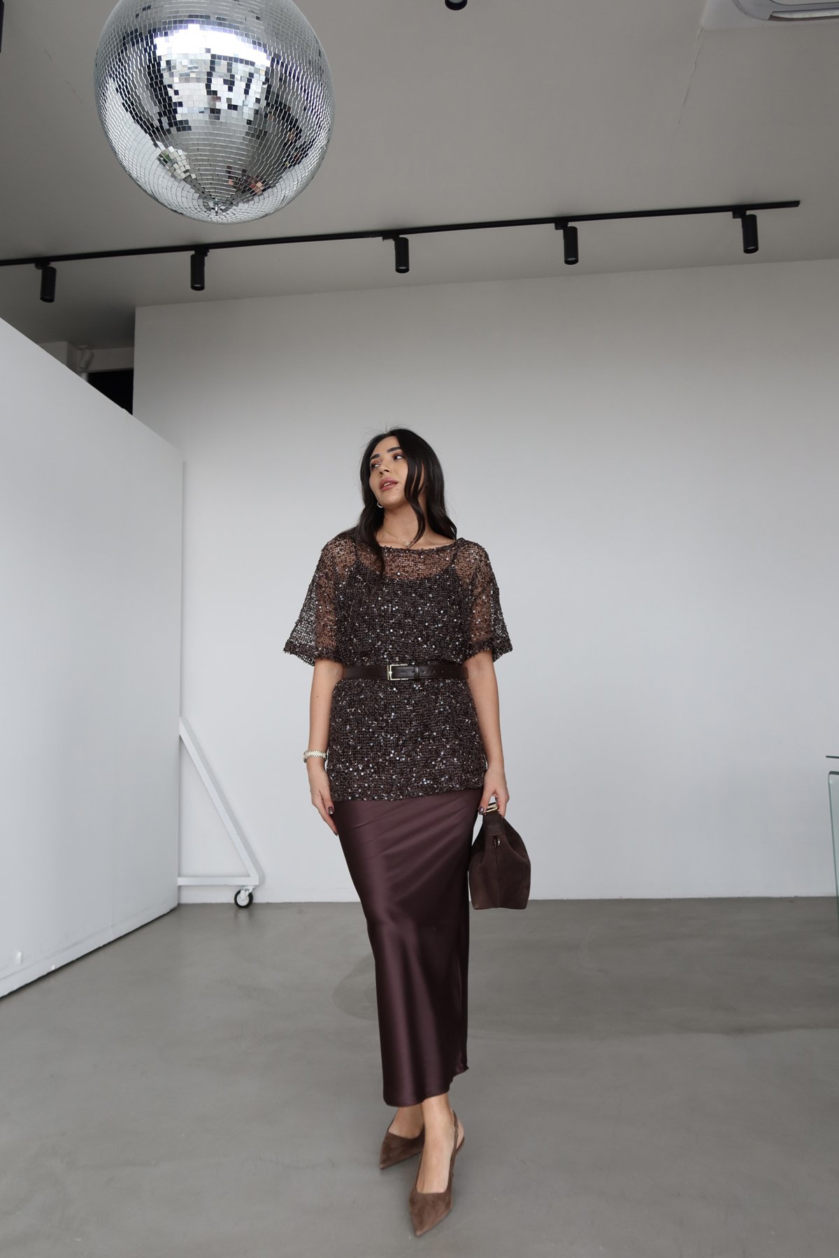 Kemerli Kalem Saten Etek