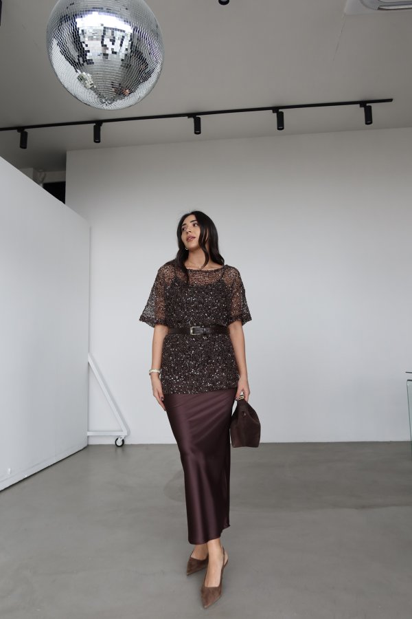 Kemerli Kalem Saten Etek