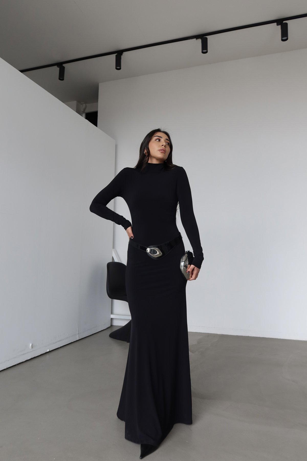 Kemer Detaylı Maxi Boy Elbise