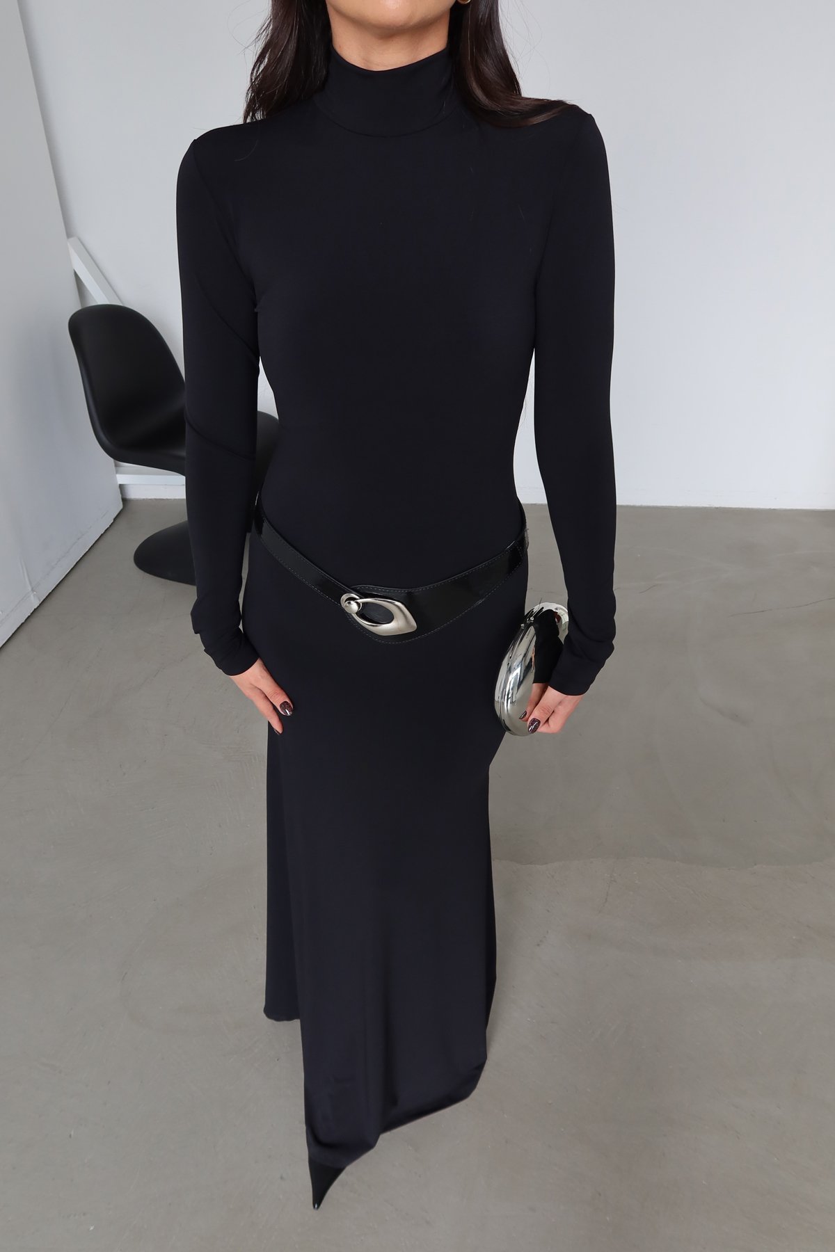 Kemer Detaylı Maxi Boy Elbise