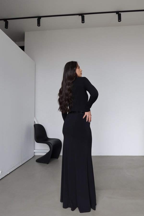 Kemer Detaylı Maxi Boy Elbise