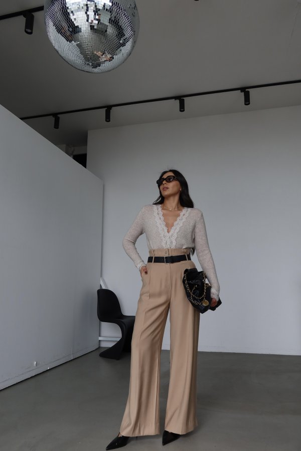 Yüksek Bel Kemerli Pantolon