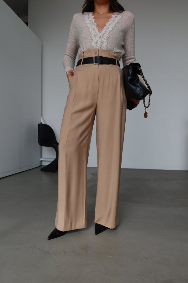 Yüksek Bel Kemerli Pantolon