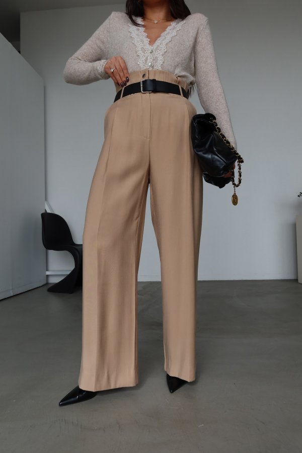 Yüksek Bel Kemerli Pantolon