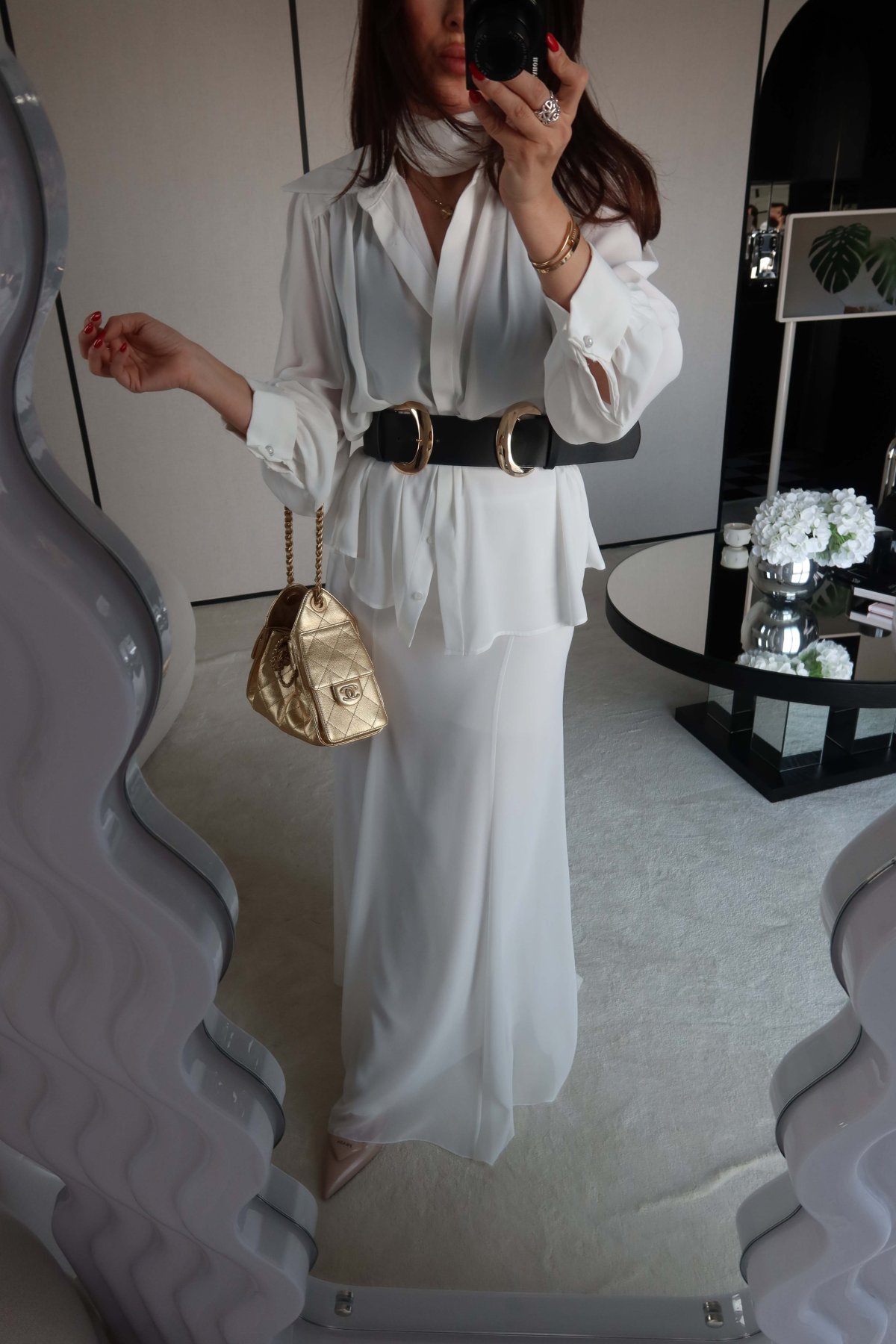 Kemerli Maksi Şifon Etek