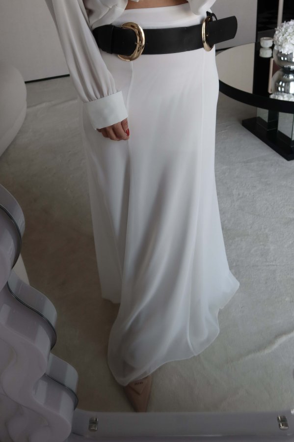 Kemerli Maksi Şifon Etek