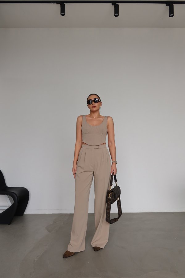 Çift Pileli Palazzo Pantolon