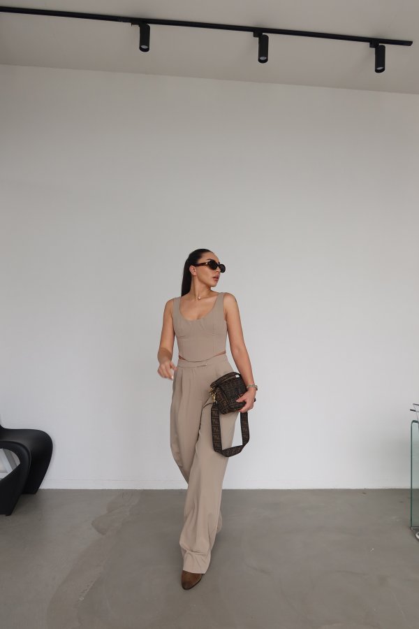 Çift Pileli Palazzo Pantolon