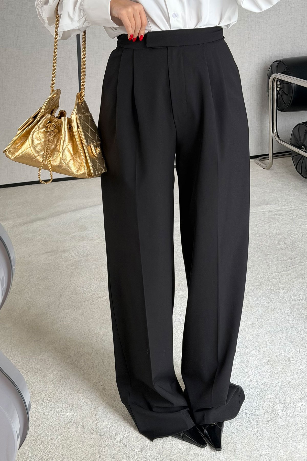 Çift Pileli Palazzo Pantolon