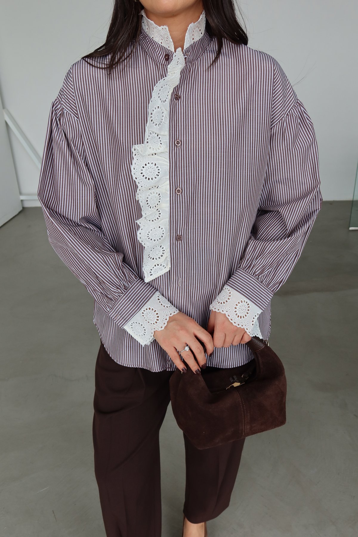 Çizgili Güpürlü Gömlek