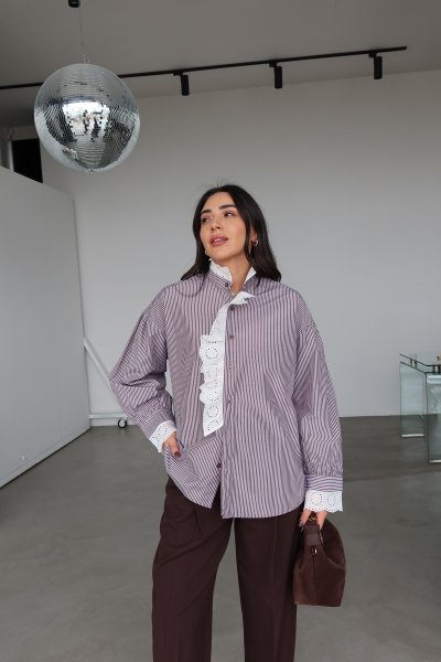 Çizgili Güpürlü Gömlek