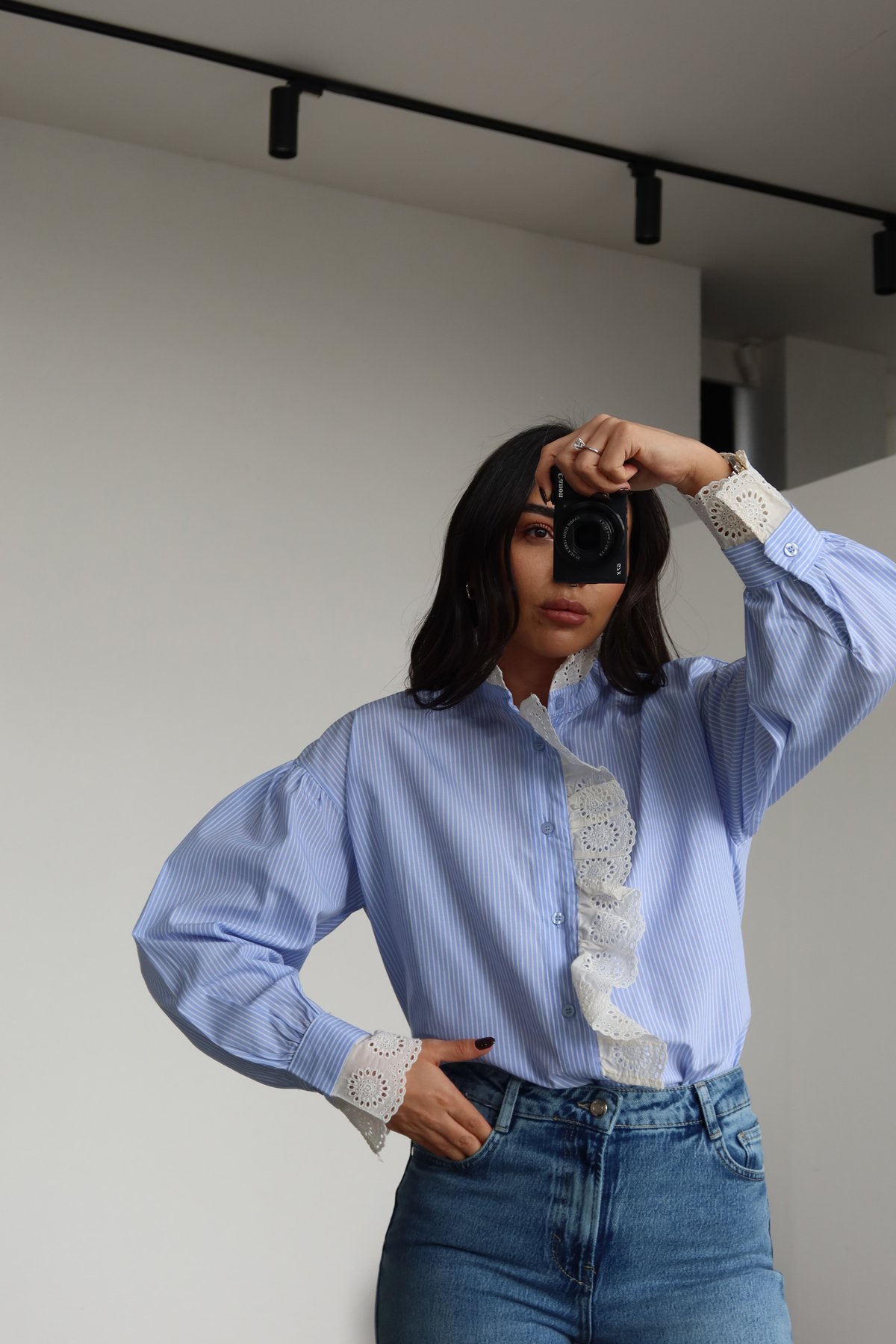 Çizgili Güpürlü Gömlek