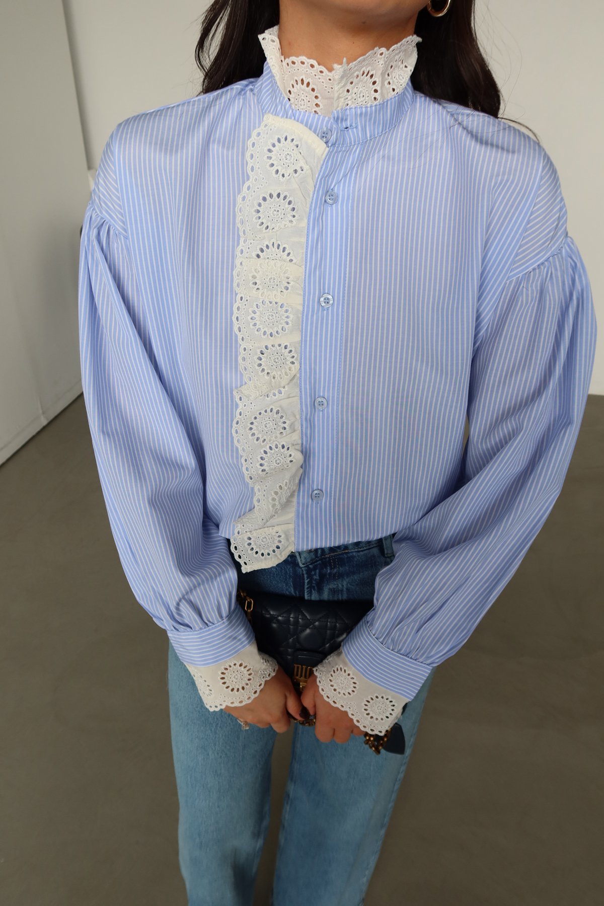 Çizgili Güpürlü Gömlek