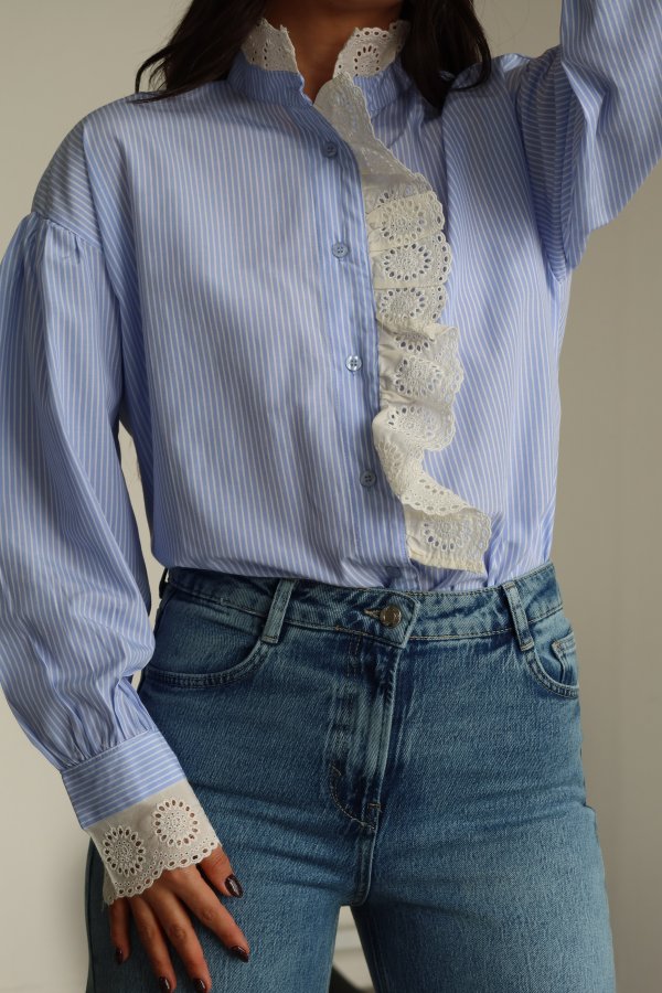 Çizgili Güpürlü Gömlek
