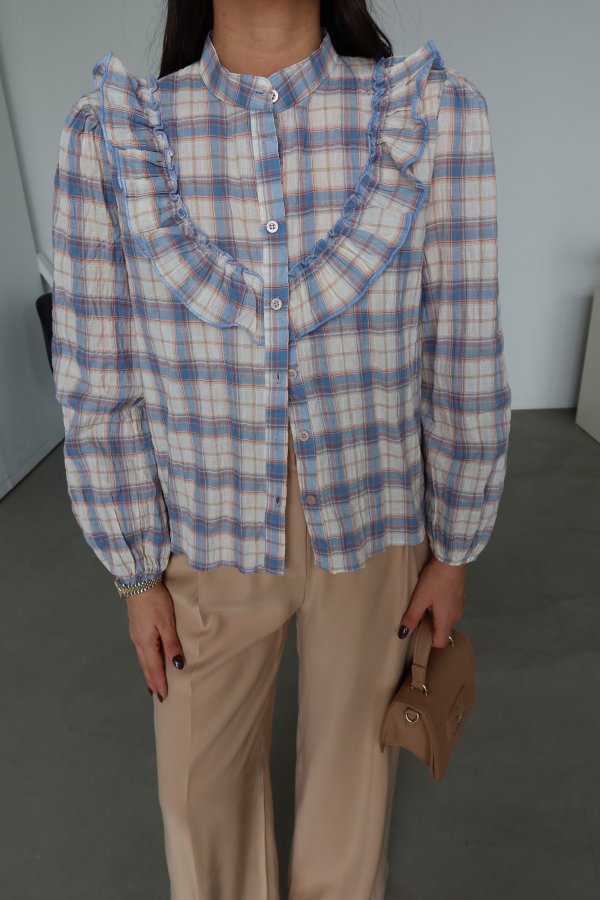 Hakim Yaka Ekoseli Fırfır Gömlek