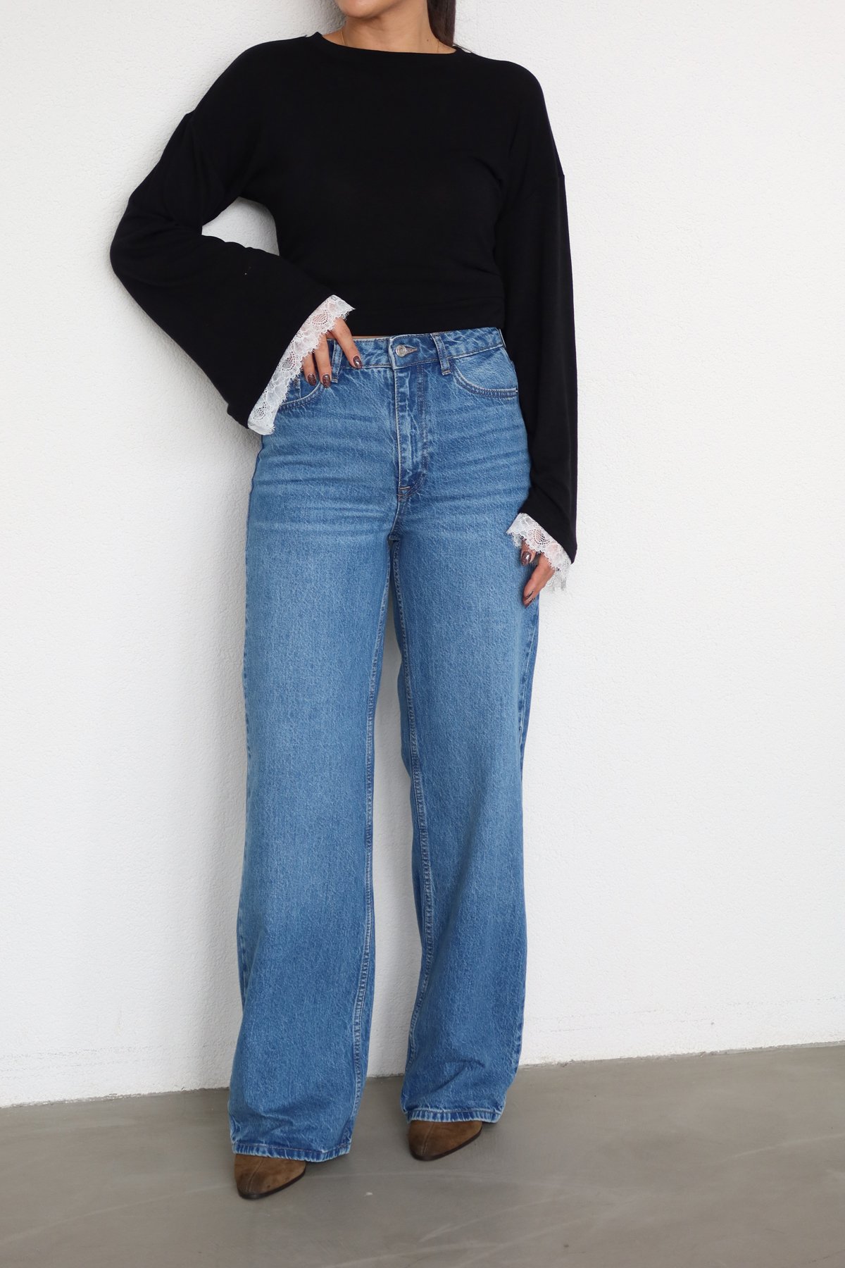 Taşlamalı Straight Fit Jean