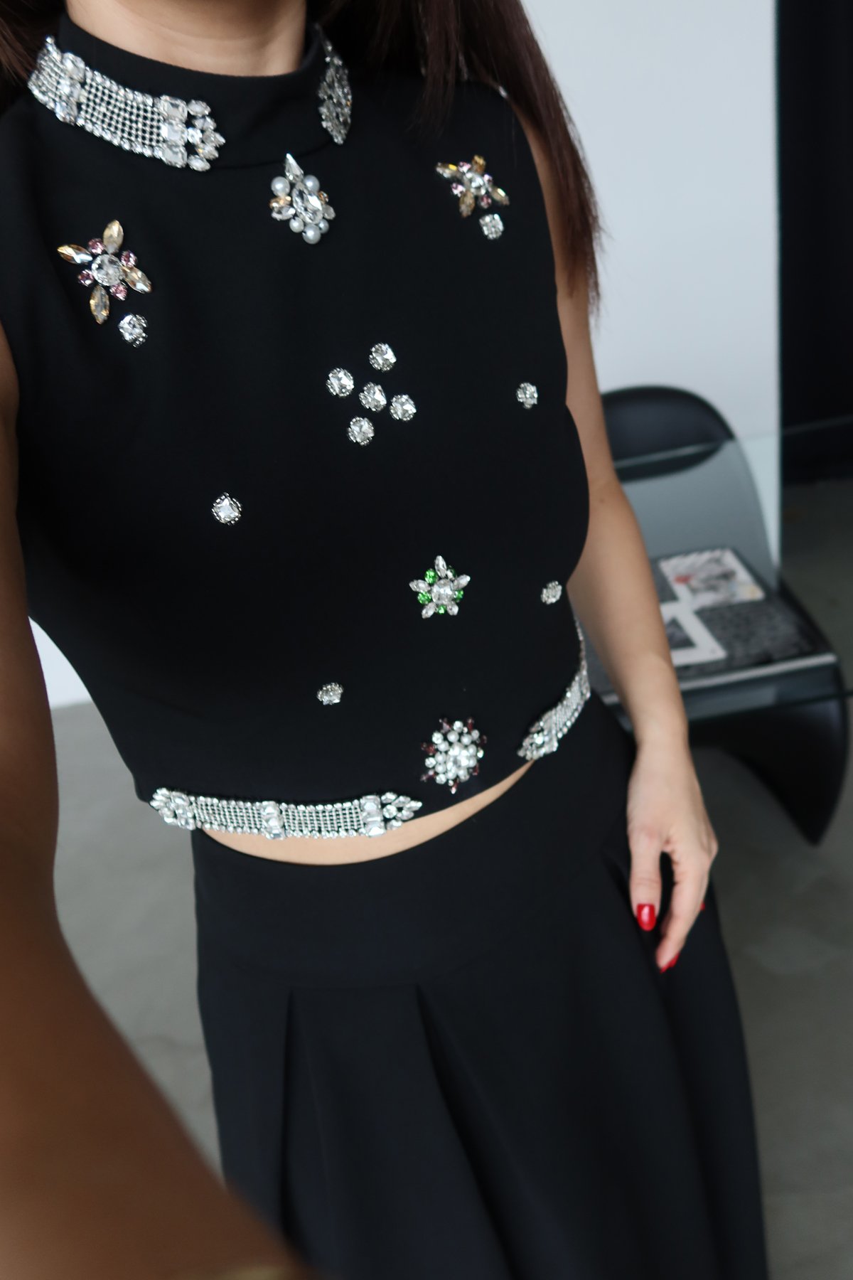 Taş İşlemeli Tasarım Bluz