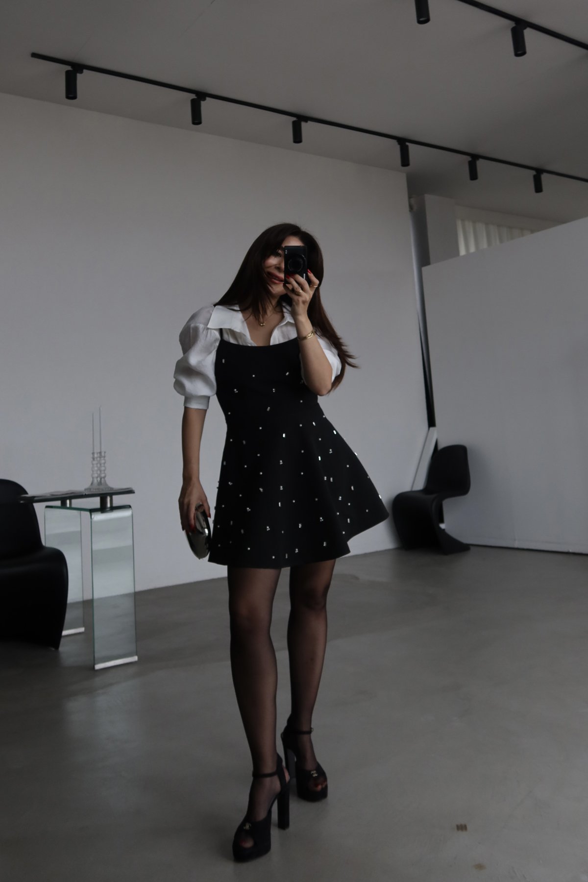 Taş İşlemeli Askılı Mini Elbise