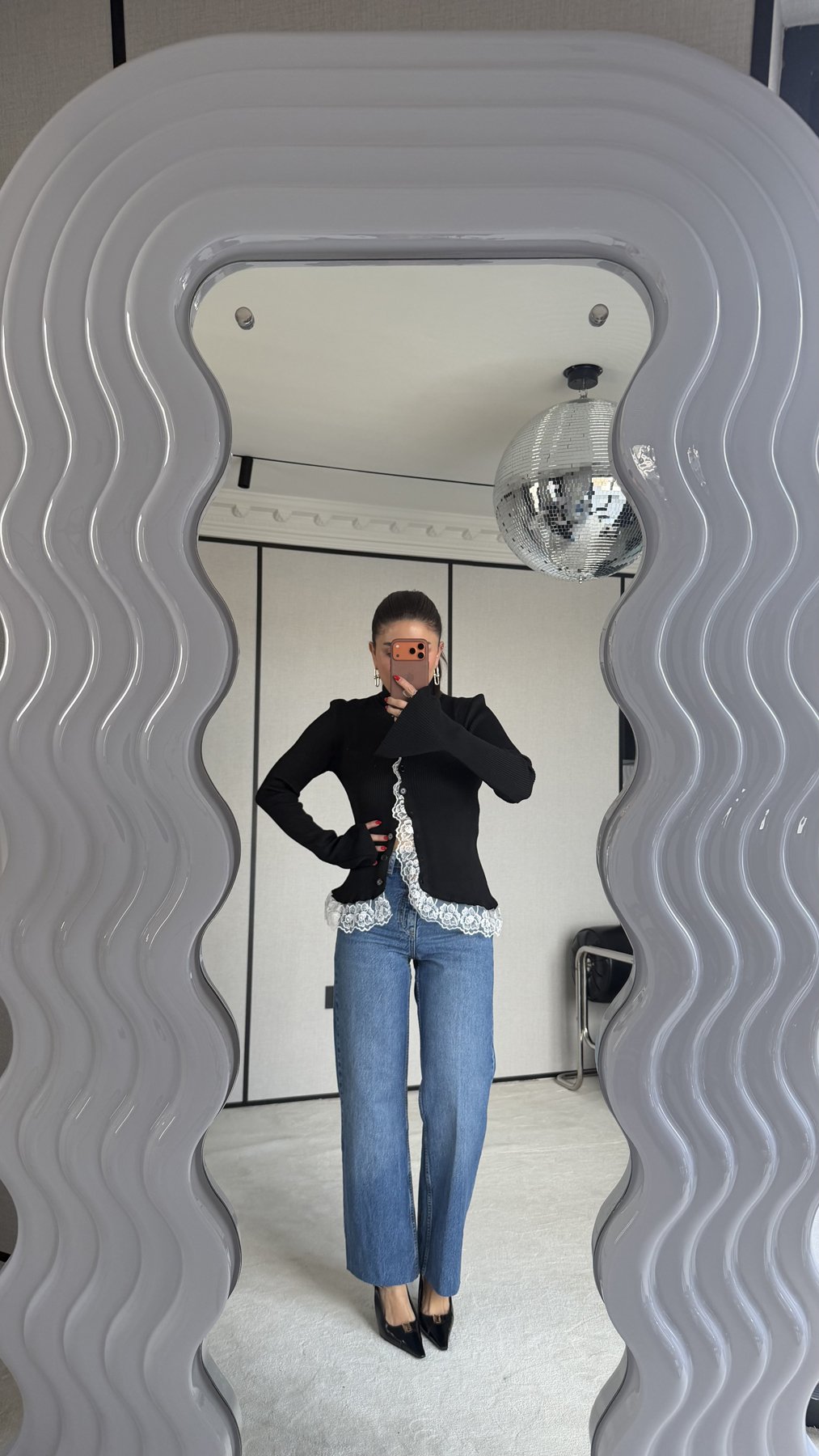 Gold Düğmeli Lazer Kesikli Jean