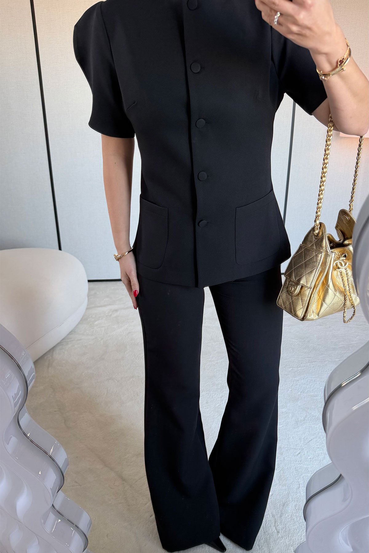 Kapak Düğmeli Torba Cepli Ceket Pantolon Takım