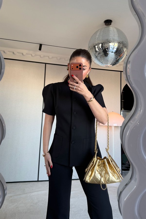 Kapak Düğmeli Torba Cepli Ceket Pantolon Takım