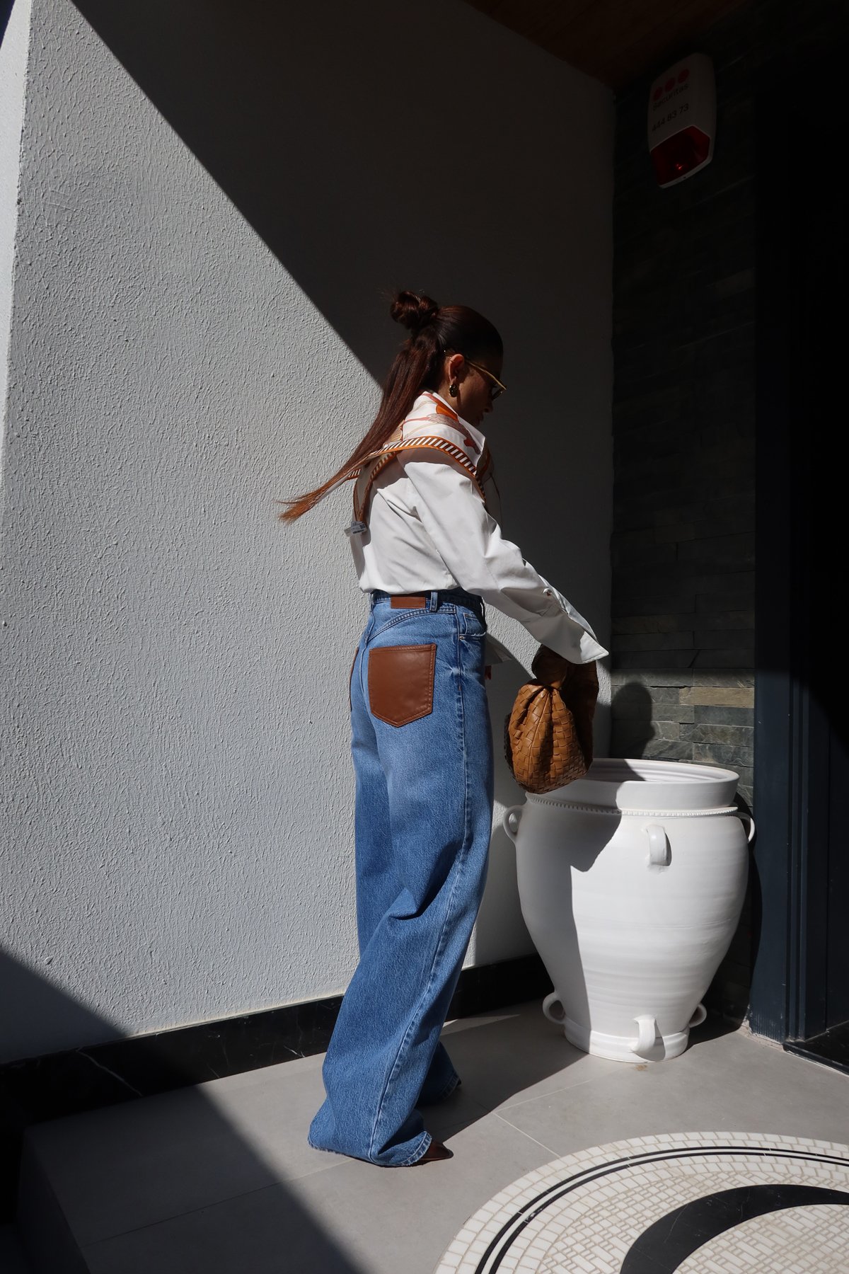 Cebi Deri Detaylı Jean