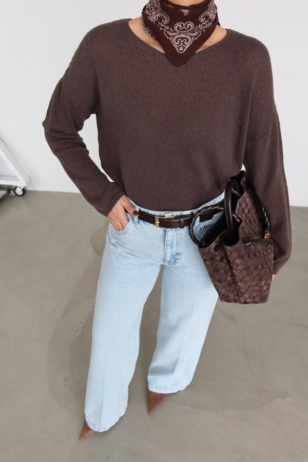 Kayık Yaka Oversize Triko Kazak