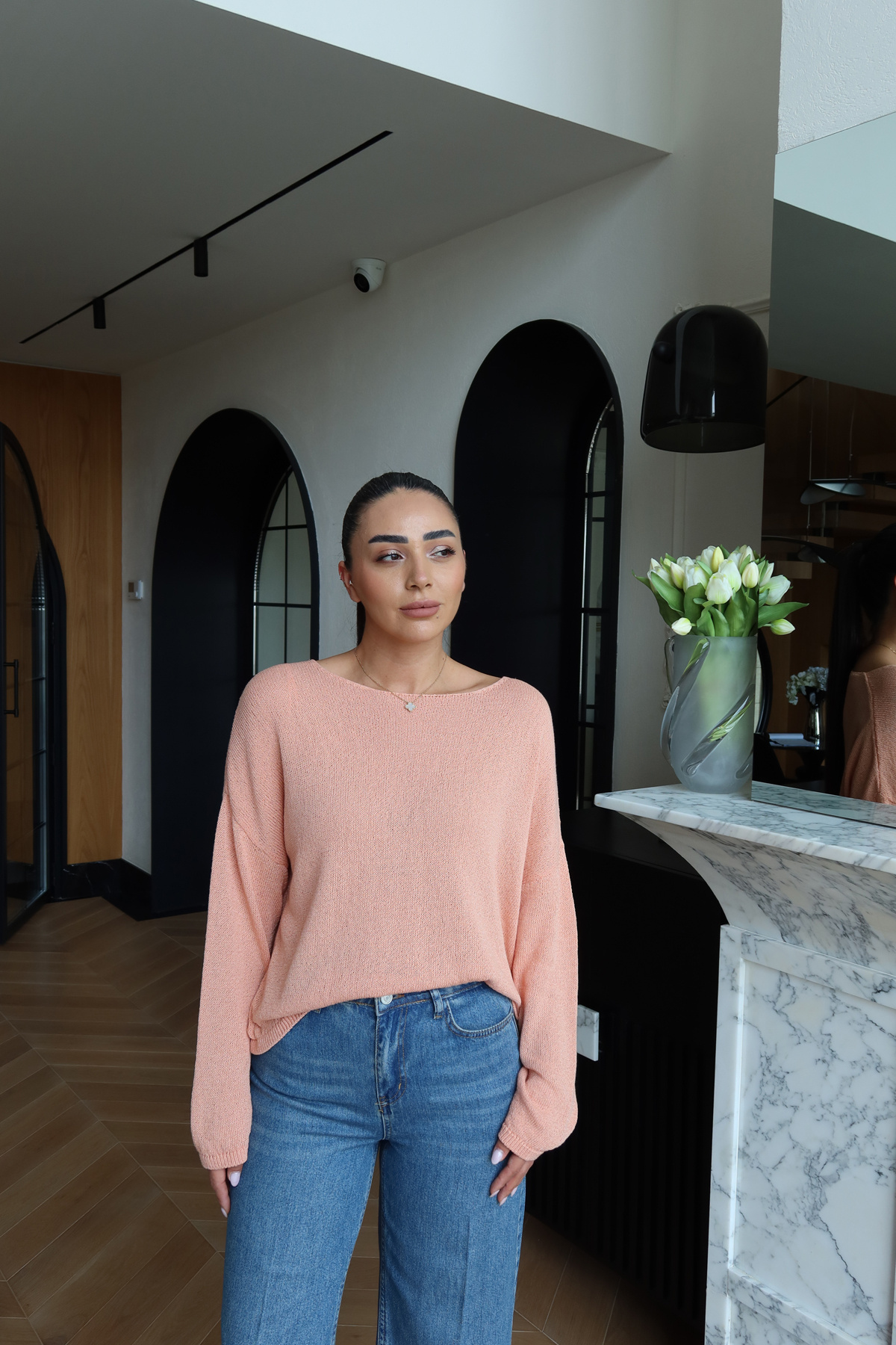 Kayık Yaka Oversize Triko Kazak