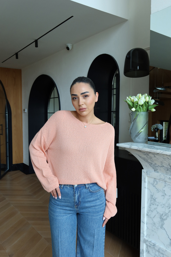 Kayık Yaka Oversize Triko Kazak