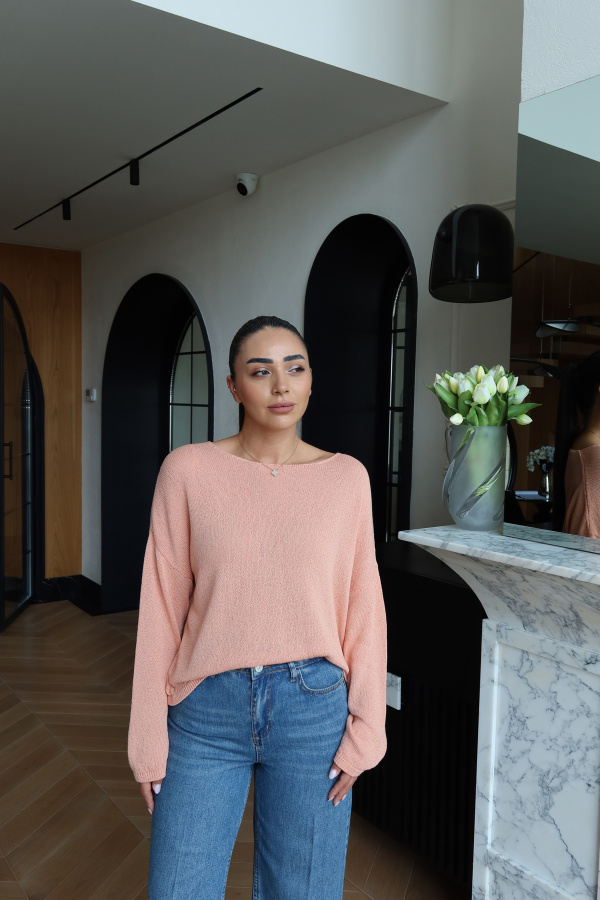 Kayık Yaka Oversize Triko Kazak