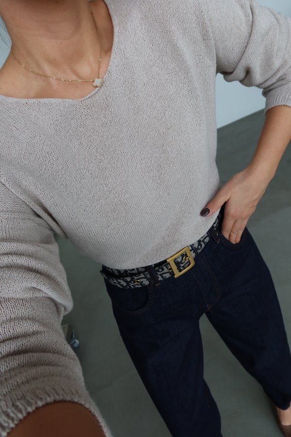 Kayık Yaka Oversize Triko Kazak