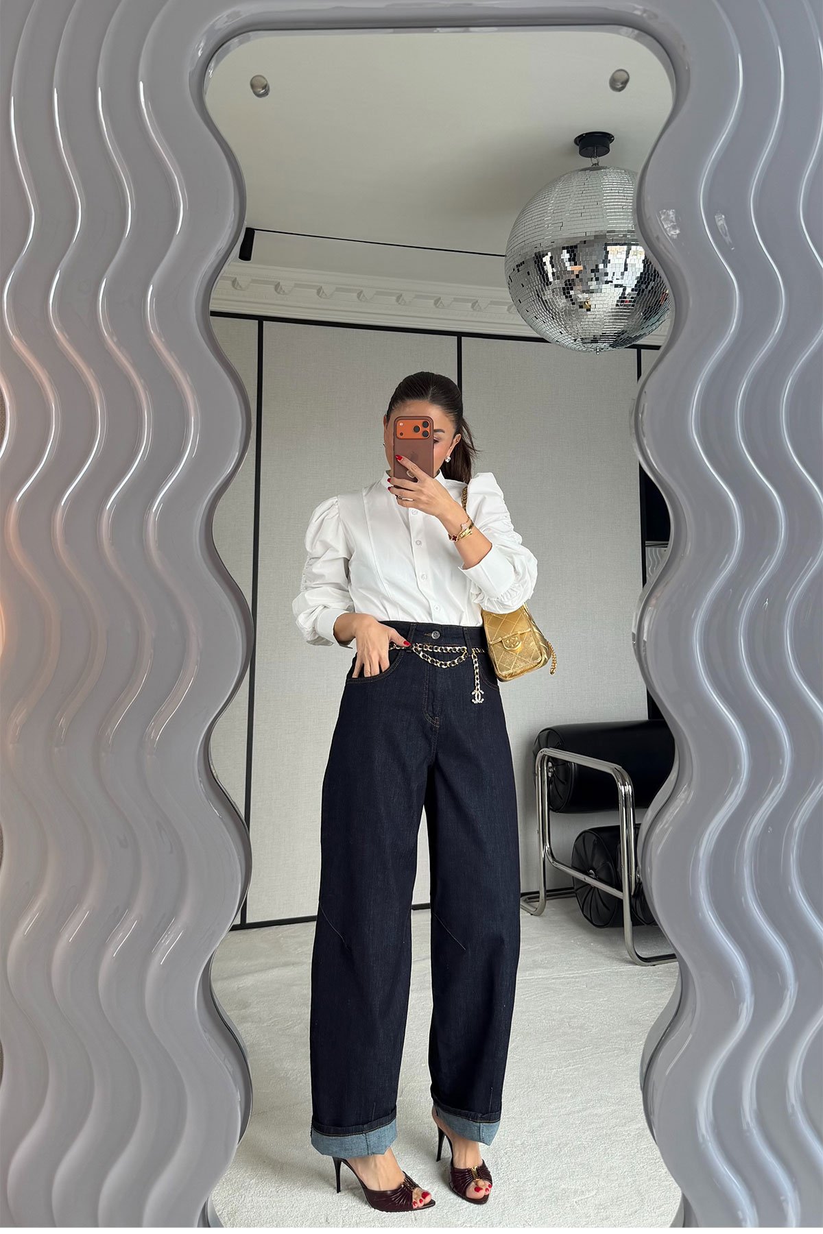 Paça Detaylı Kontrast Dikiş Mom Jean