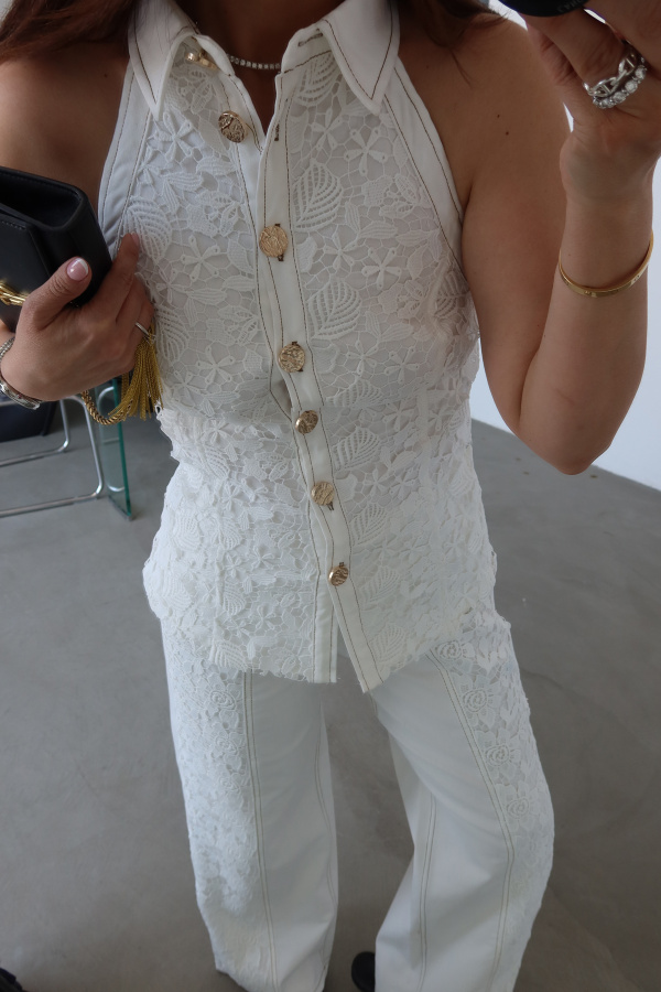 Kolsuz Dantelli Premium Denim Gömlek