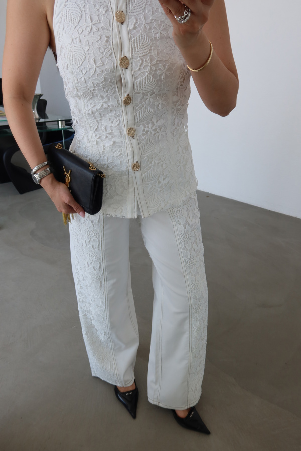 Kolsuz Dantelli Premium Denim Gömlek