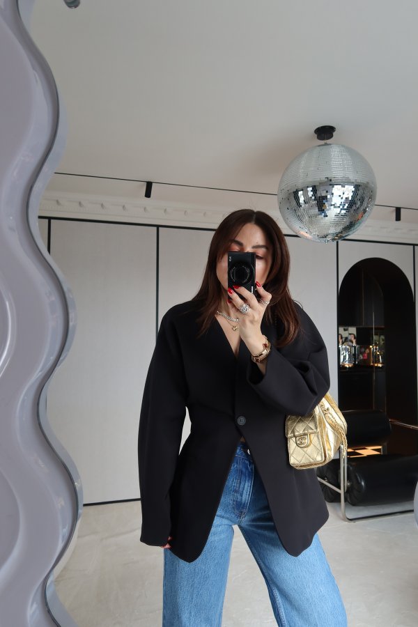 Dikiş Detaylı Tek Düğmeli Blazer Ceket