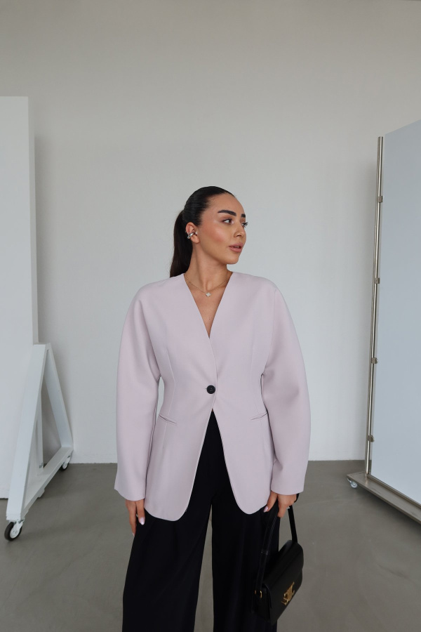 Dikiş Detaylı Tek Düğmeli Blazer Ceket
