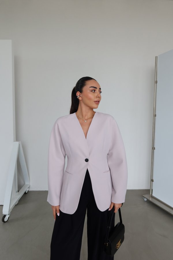 Dikiş Detaylı Tek Düğmeli Blazer Ceket