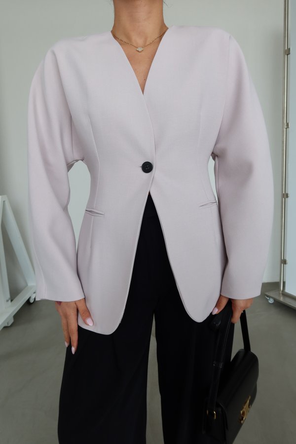 Dikiş Detaylı Tek Düğmeli Blazer Ceket