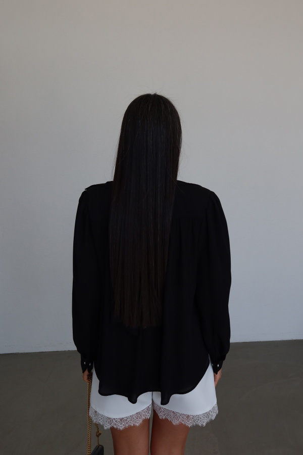 Omuzu Vatkalı Şifon Gömlek