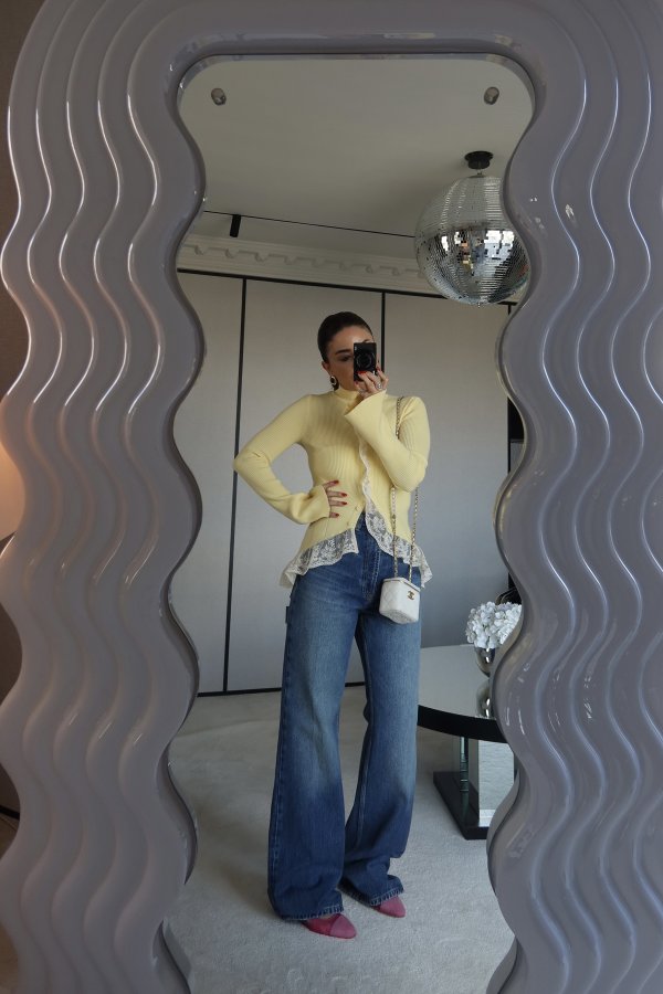 Fitilli Dantel Detaylı Hırka