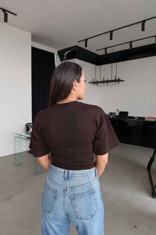 Bel Büzgülü Yarasa Kol Tişört