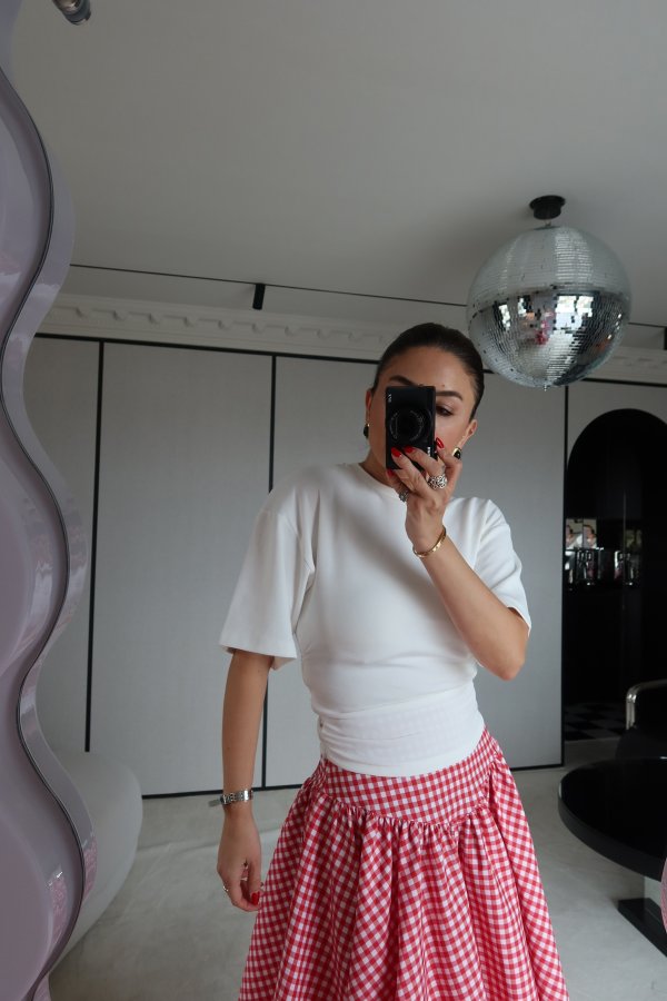 Bel Büzgülü Yarasa Kol Tişört