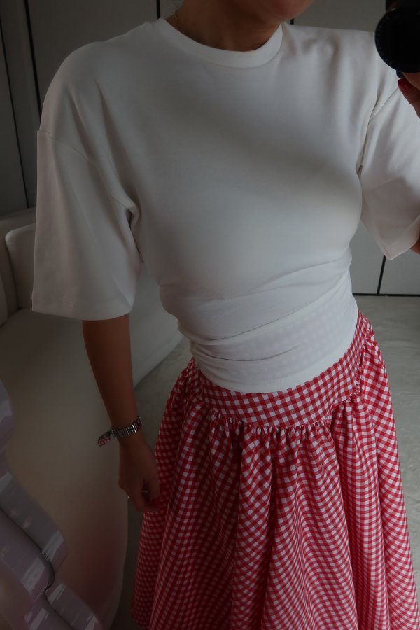 Bel Büzgülü Yarasa Kol Tişört