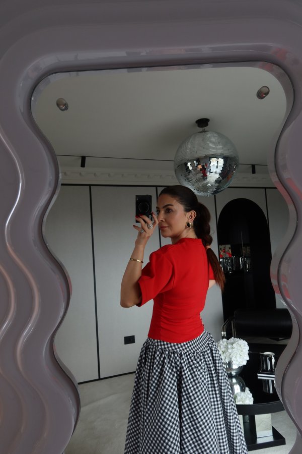 Bel Büzgülü Yarasa Kol Tişört