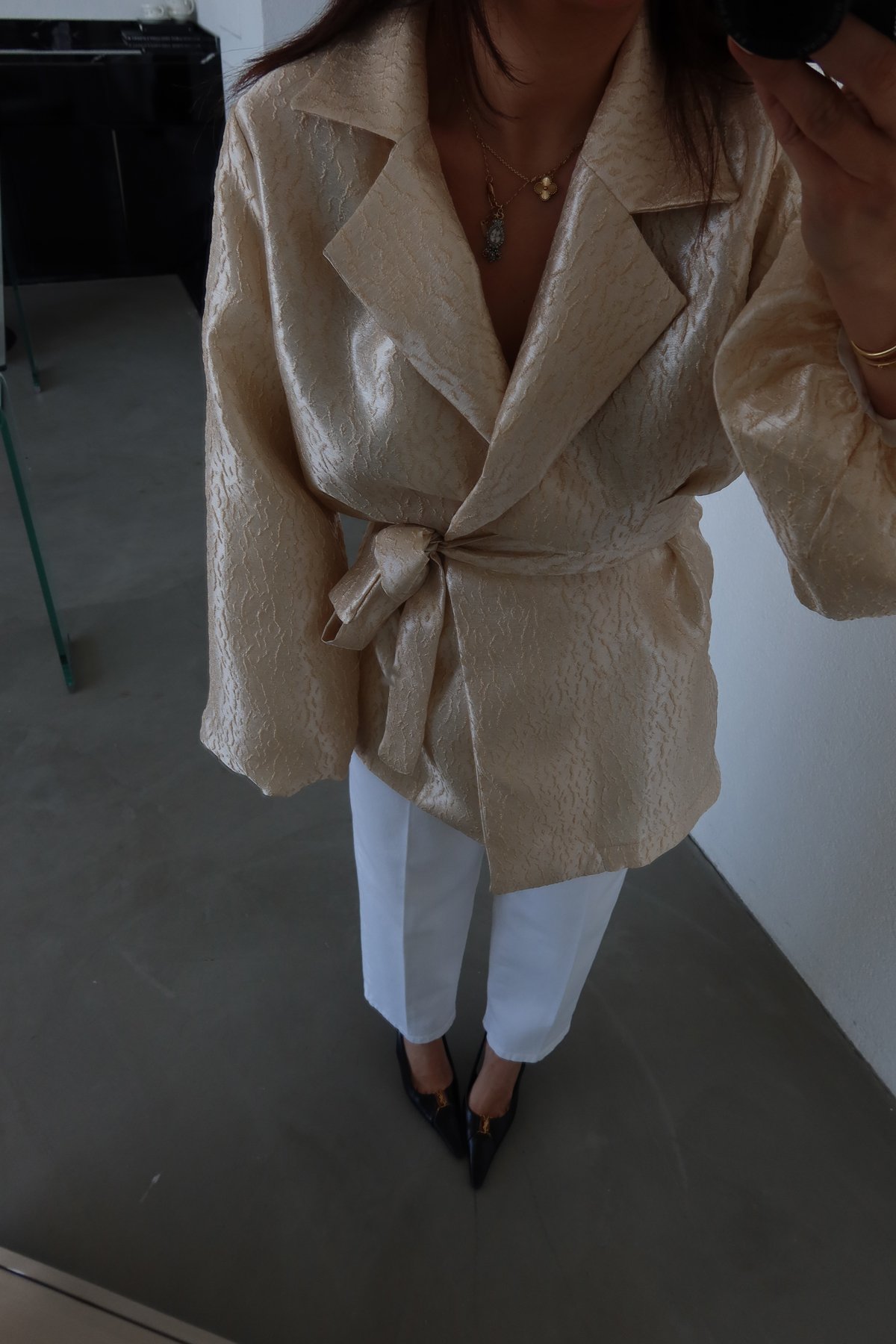 Jakarlı Balon Kol Ceket